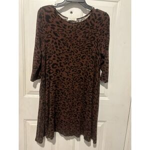 Hourglass Lilly Dress Women's Leopard Animal Print Size‎ Medium Black Brown